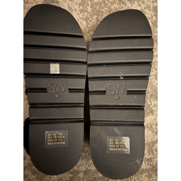 Stuart Weitzman Zoe Lift Chill Sandal - Suede/Faux Fur - Blk 12 B Black - Picture 6 of 6